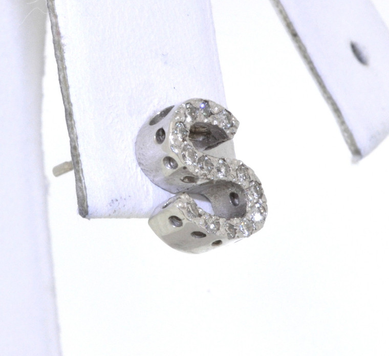 14K White Gold Diamond "S" Initial Single Earring 43300023