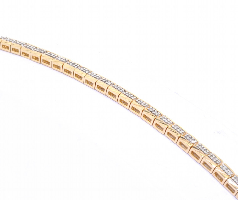 Two Tone Gold Plated Sterling Silver Diamond Bracelet 82010413