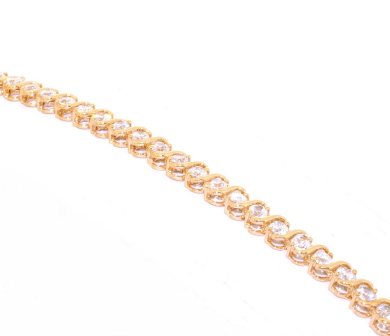 Yellow Gold Plated Sterling Silver CZ Bracelet 82010414