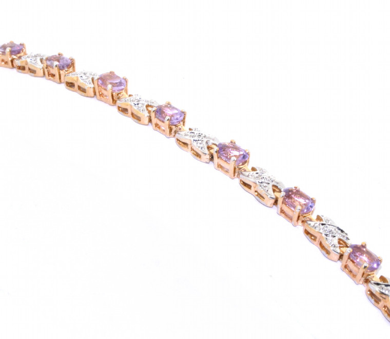 Yellow Gold Plated Sterling Silver Amethyst Bracelet 82010410