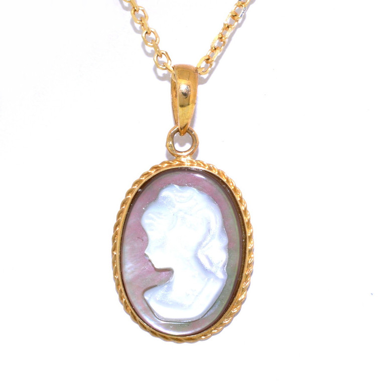 14K Yellow Gold Mother-of-Pearl Cameo Pendant 52000562