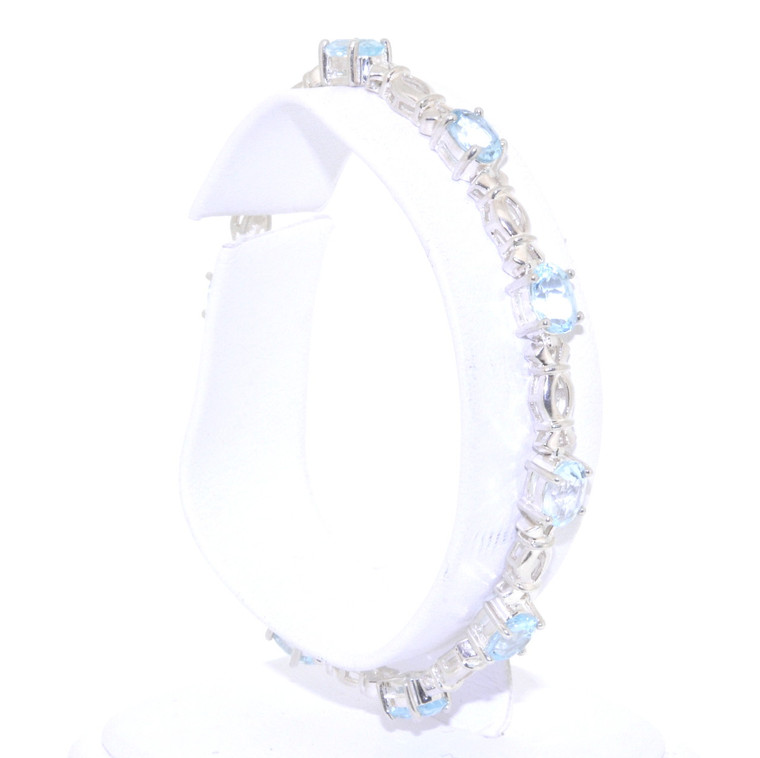 Sterling Silver 7" Blue CZ Bracelet 82010416