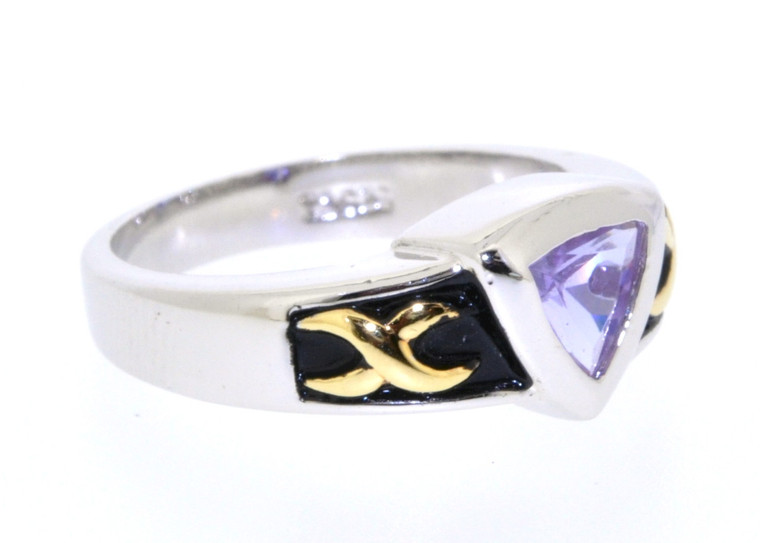 Sterling Silver Amethyst Ring with Yellow Gold Plating 81010106