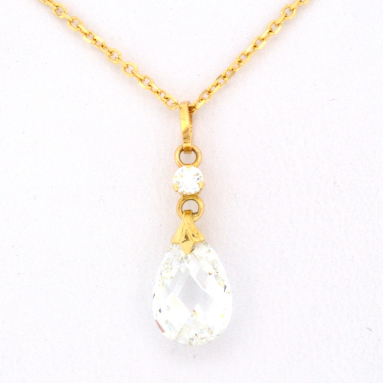 14K Yellow Gold 1" CZ Drop Pendant 52000624