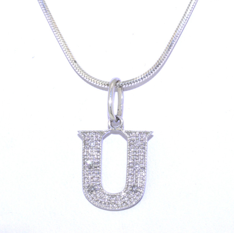 14K White Gold Diamond "U" Initial Charm 51001652