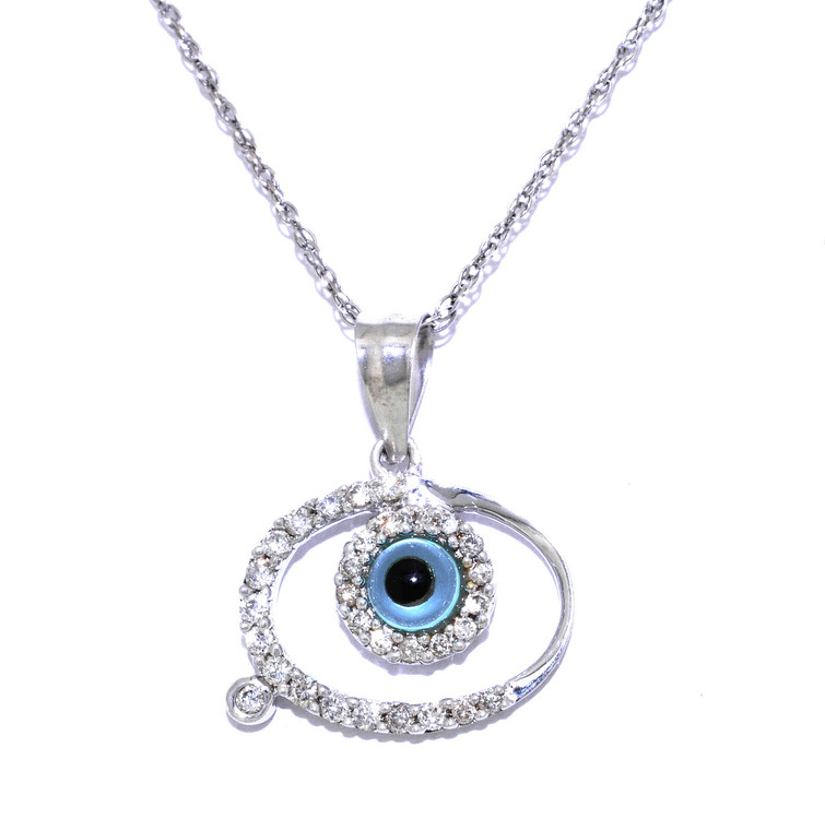 14K White Gold Diamond Eye Necklace 52001622 | Shin Brothers*