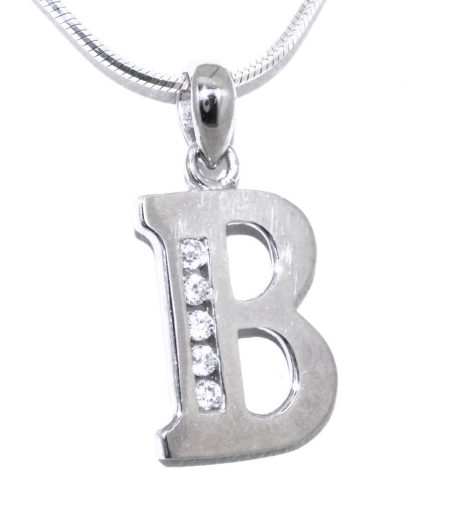 Sterling Silver CZ Initial Charm (B) 85010384-B