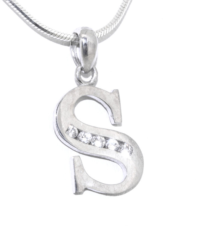 Sterling Silver CZ Initial Charm (S) 85010384-S