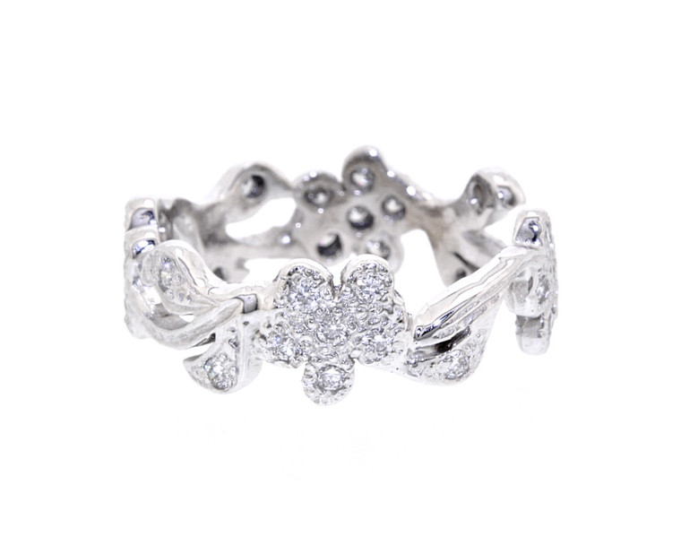 14K White Gold 0.67ct Diamond Flower ring 11001224  | Shin Brothers* 