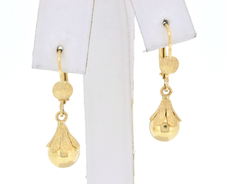 14K Yellow Gold  Drop Ball Earrings 40001907 | Shin Brothers* 