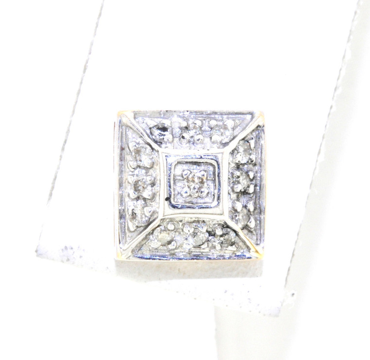  One 14K Yellow Gold Princess Diamond Square Single Earring Stud 41060700 By Shin Brothers*