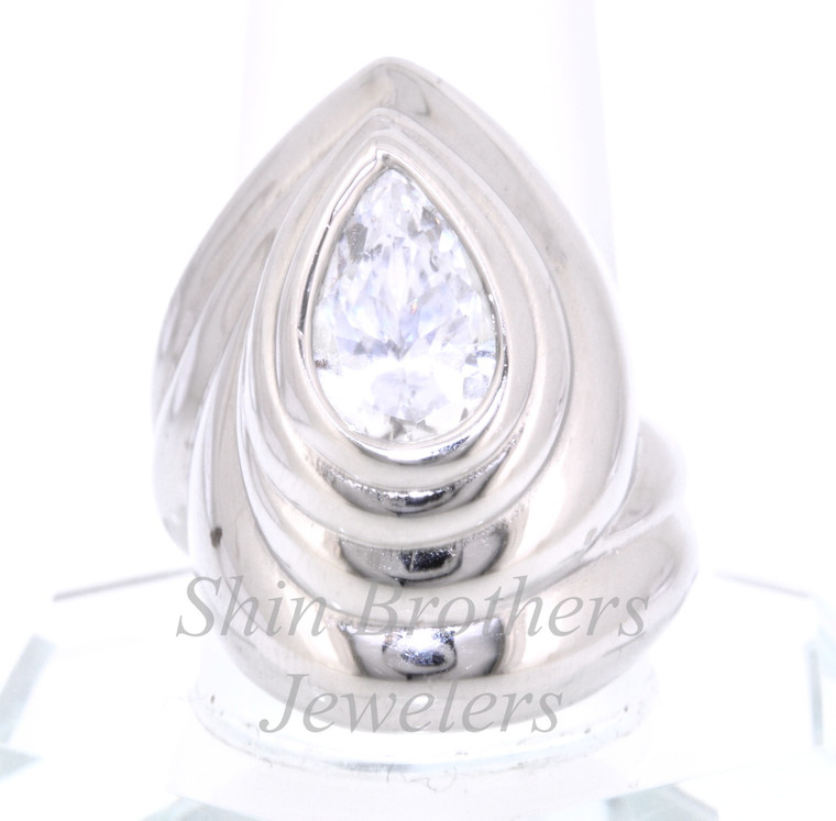 Sterling Silver CZ Pear Design Ring 81010317