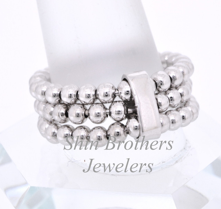 Sterling Silver Beaded Triple Ring 81010323