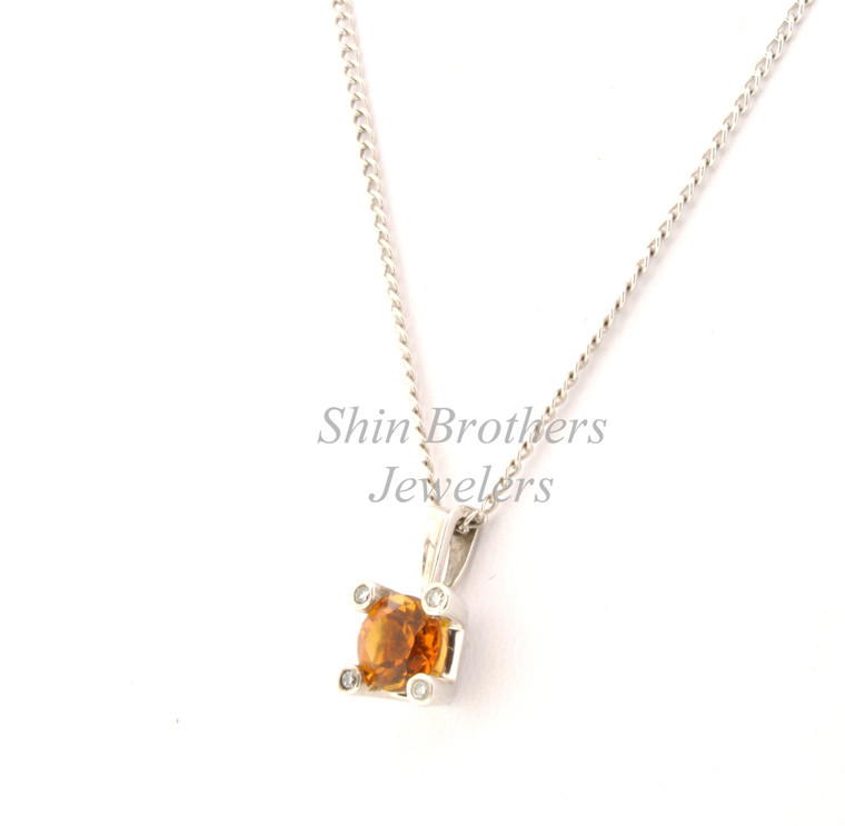 14K White Gold Citrine and Diamond Pendant 52000919