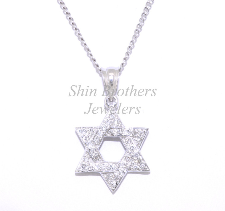 14K White Gold Diamond Star of David Charm 51001688 | Shin Brothers* 