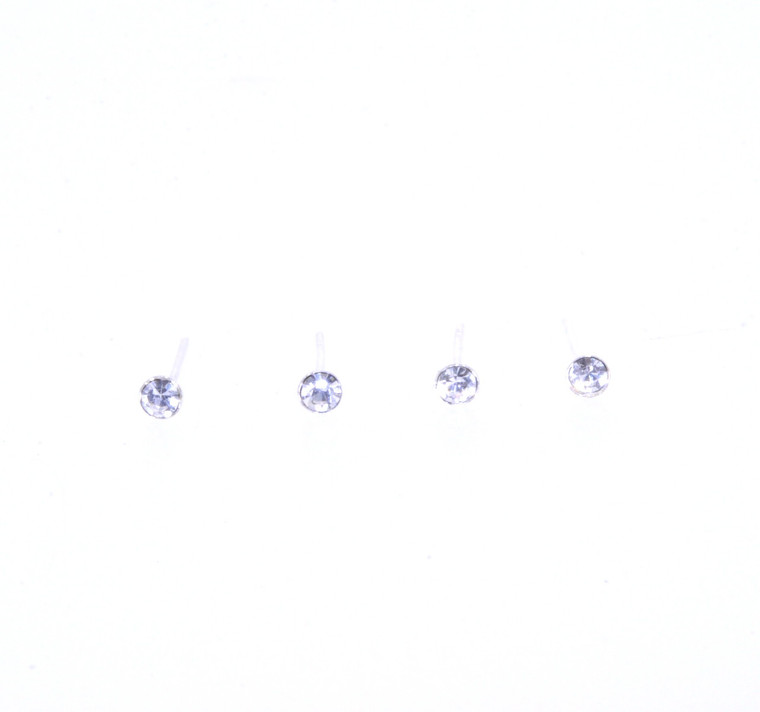 Sterling Silver CZ Straight Pin Nose Ring Set of 4 80000062-2