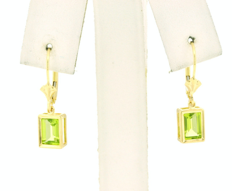 14K Yellow Gold Peridot Lever Back Earrings 40001997