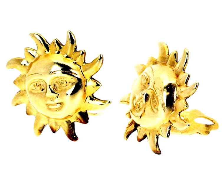 14K Yellow Gold Sun Clip-On Earrings 40000701 | Shin Brothers*