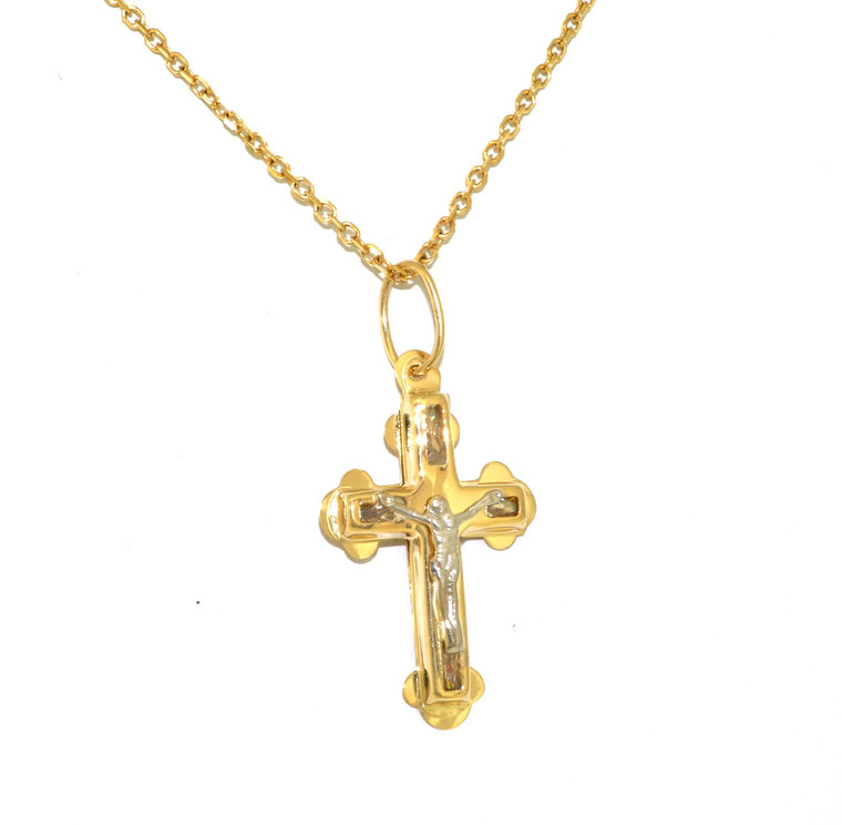 14K Two Tone Gold Crucifixion Cross Charm 50002981