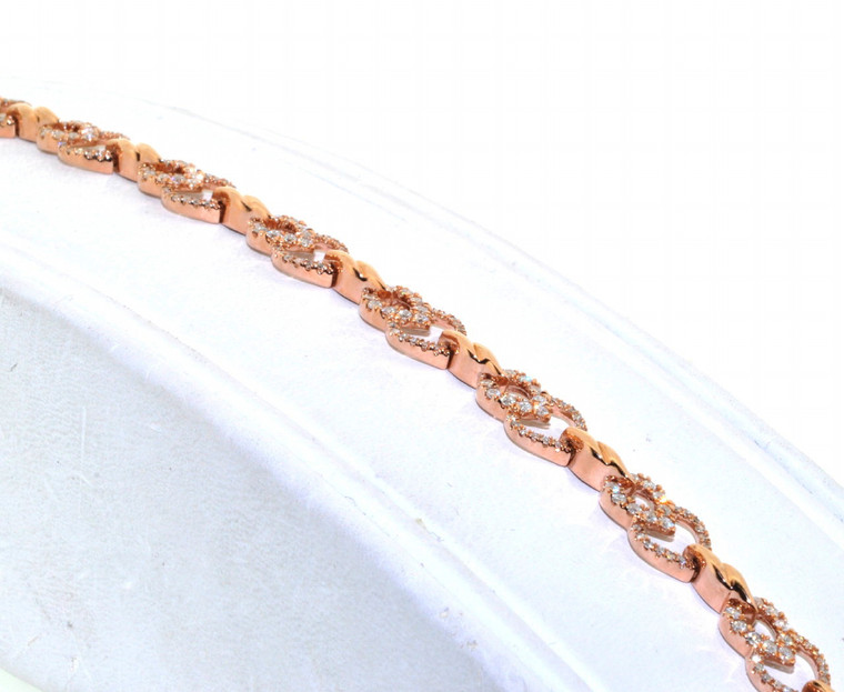 14K Rose Gold 1.31ctw Diamond Double Heart Bracelet 21000513 By Shin Brothers* 