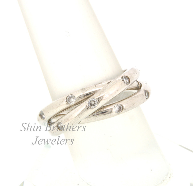 Triple Ring Sterling Silver Cubic Zirconia Set  