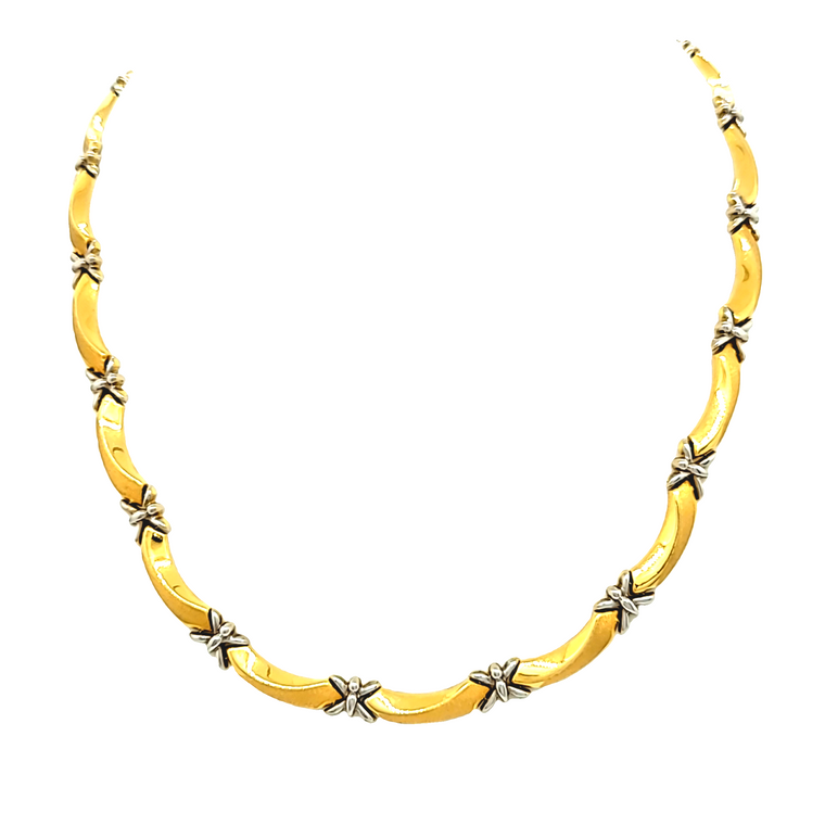 14K Yellow and White Gold 17.5" Hugs and Kisses Necklace