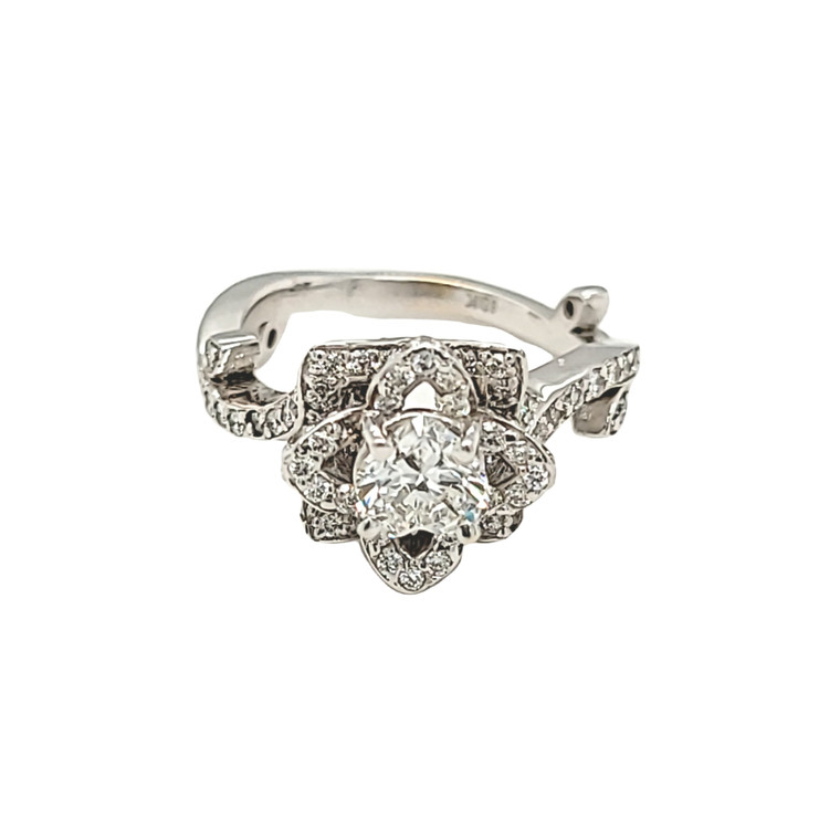 14K White Gold Diamond Flower Engagement Ring 11005164  | Shin Brothers* 