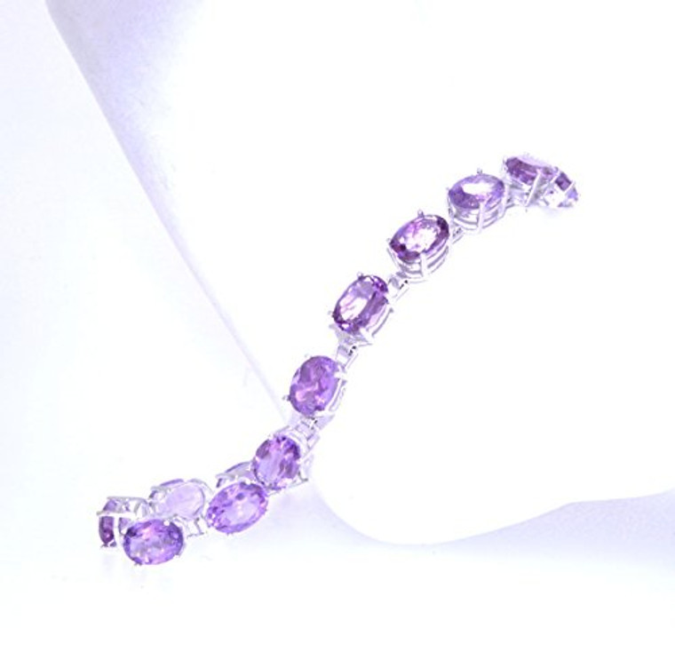 14K White Gold Amethyst Gem Stone Bracelet 22000671| Shin Brothers * 