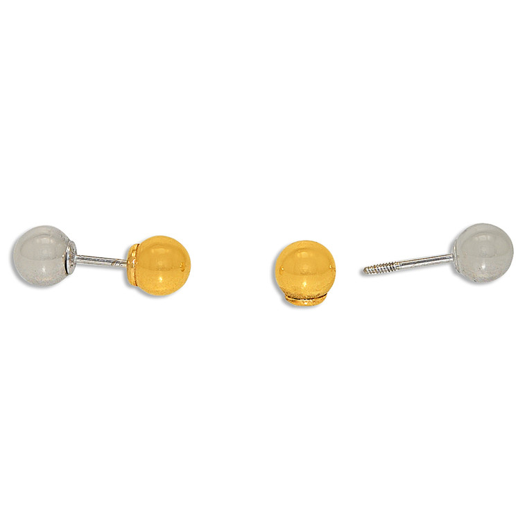 14K Two Tone Gold Reversible Ball Stud Earrings 40001987 | Shin Brothers*