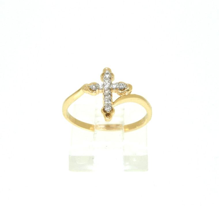 14K Yellow Gold Diamond Cross Ring 11005217 By Shin Brothers Jewelers*