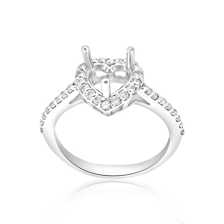 14K White Gold 0.48 ct Diamond Heart shape Engagement Ring Setting 11005277  | Shin Brothers*  