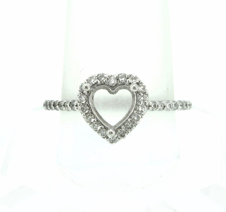 14K White Gold 0.51 ct Diamond Heart shape Engagement Ring Setting  11005276   | Shin Brothers* 