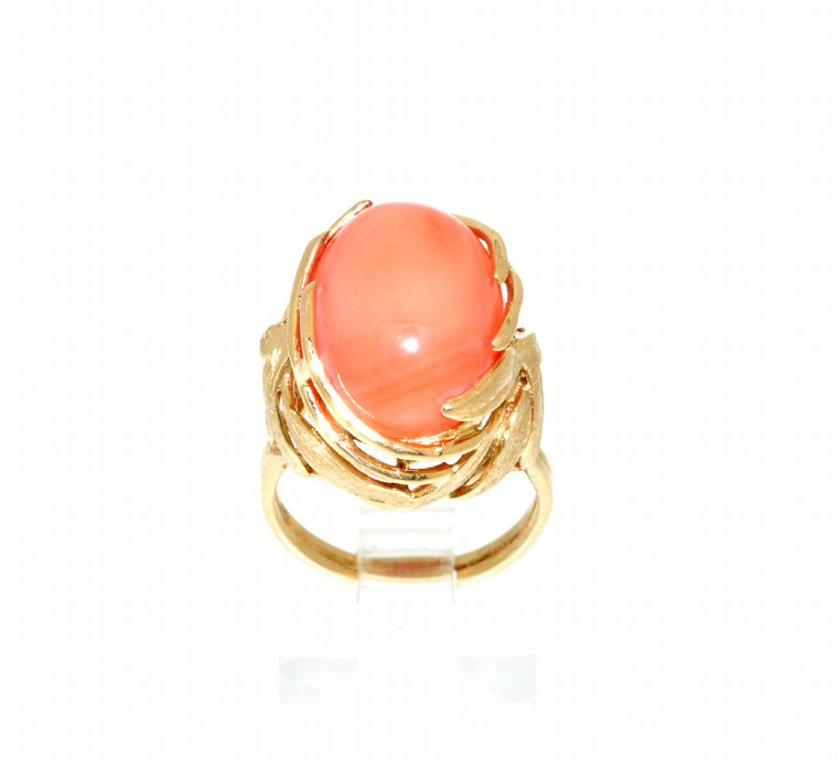 14K Yellow Gold Coral Ring 12002490  | Shin Brothers* 