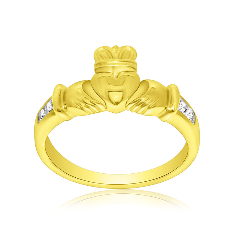 14K Yellow Gold Diamond Claddagh Ring | Shin Brothers*