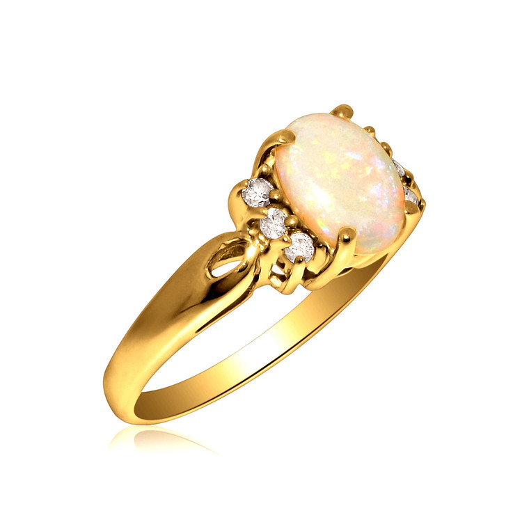 14K Yellow Gold Diamond/Opal Ring 12002492 | Shin Brothers * 