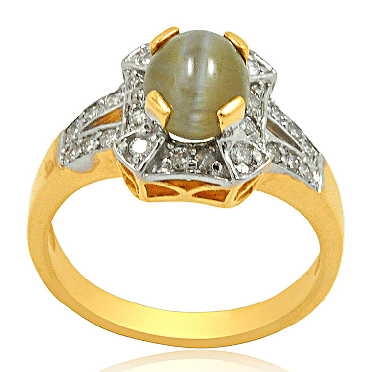 14K Yellow Gold Chrysoberyl Diamond Ring 12000083 | Shin Brothers*