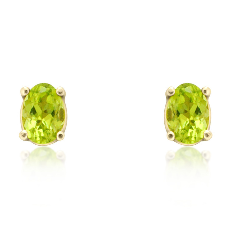 14K Yellow Gold Peridot Oval Stud Earrings 42000683