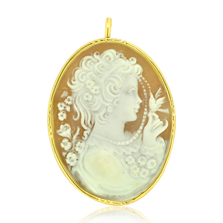 18K Yellow Gold Cameo Pendant/Pin 52001825 | Shin Brothers*