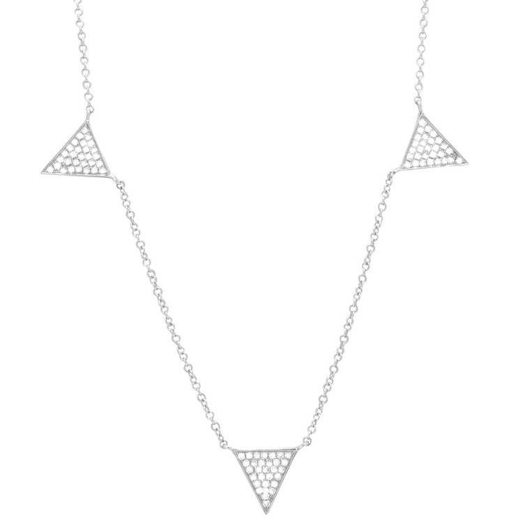 14K White Gold Diamond Triangle Necklace 31000645 | Shin Brothers*