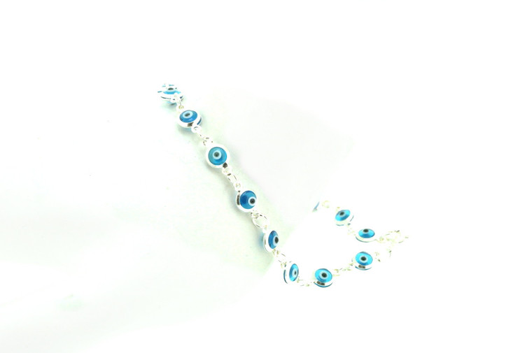 Sterling Silver Blue Small Evil Eye Bracelet 82010502