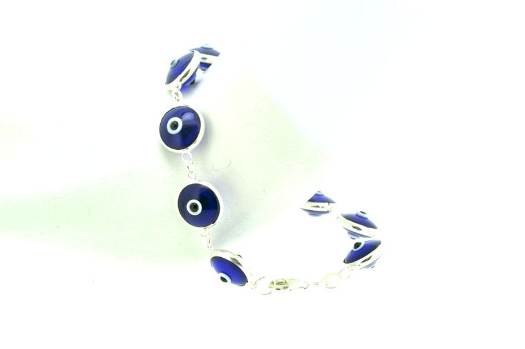 Sterling Silver Dark Blue Evil Eye Bracelet 82010504