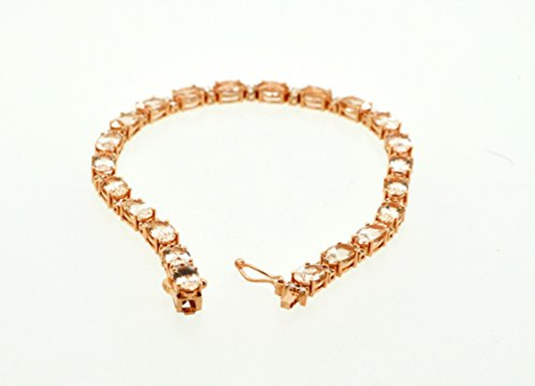 14K Pink Gold Morganite and Diamond Fancy Bracelet