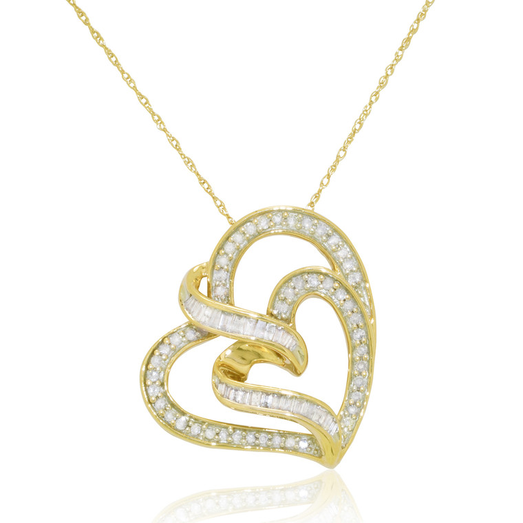 10K Yellow Gold Diamond Double Heart Charm | 51001785 