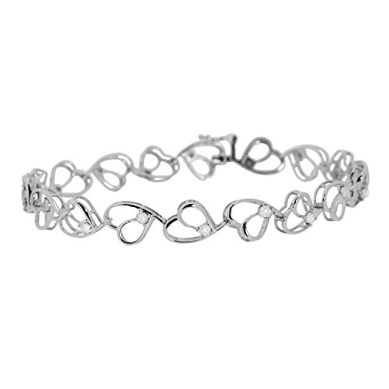 14K White Gold Ladies' Diamond Heart Bracelet 21000535 | Shin Brothers*