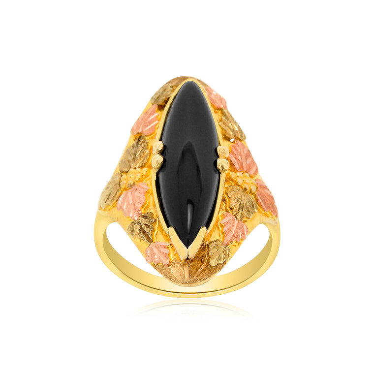 10K Yellow Gold Antique Onyx Marquise Ring 19000000 | Shin Brothers*