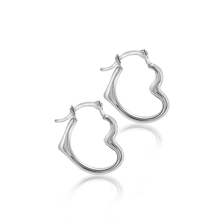 14K White Gold Heart Shape Hoop Earrings 40002274 By Shin Brothers Jewelers 