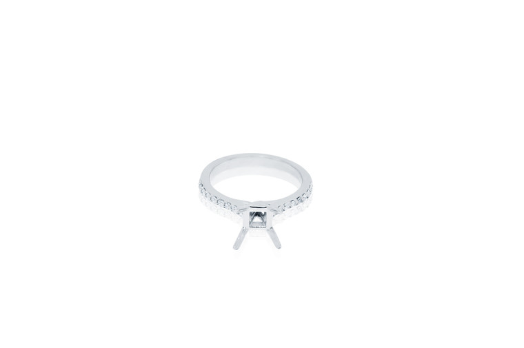 14K White Gold Diamond Ring Setting  For Princess Cut dia 11005406 By Shin Brothers*