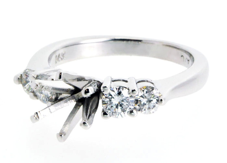 14K White Gold Engagement Ring Setting with Round Diamond Accents 11001042 | Shin Brothers*