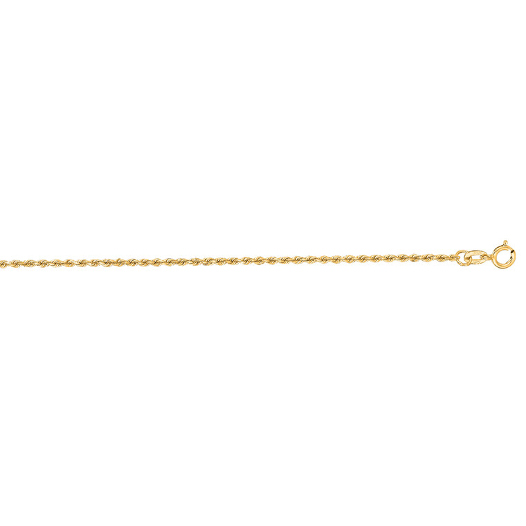 10K Yellow Gold 1.4mm Diamond Cut Solid Royal Rope 18" Chain | Shin Brothers * *