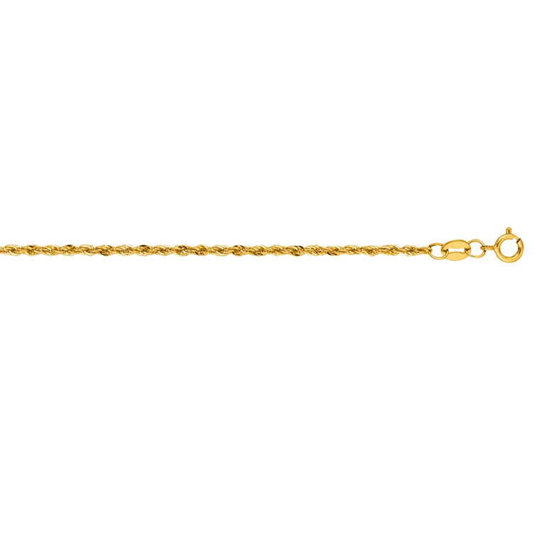 10K Gold 1.5mm Diamond Cut Lite Rope 18" Chain | Shin Brothers 